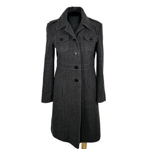 Kenneth Cole Reaction Wool Blend Military Style Gray Coat Womens Size 4